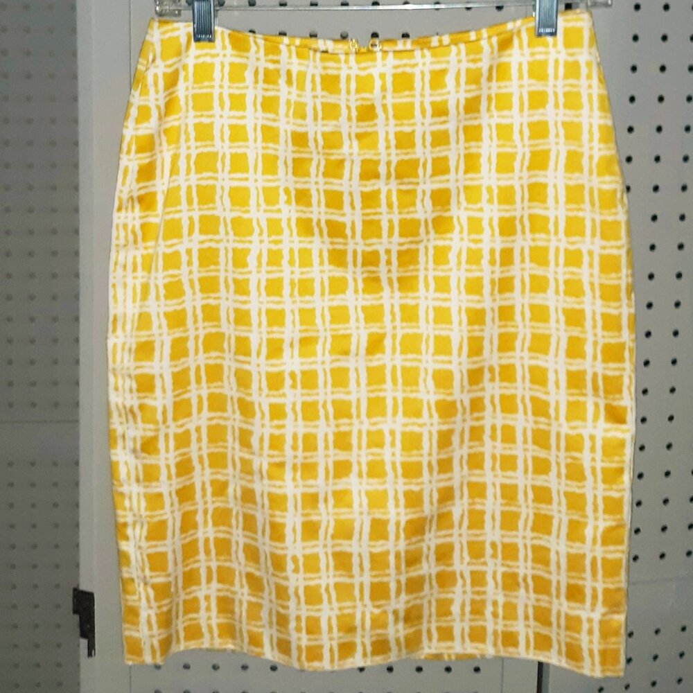 Yellow Patterned Talbot's Pencil Skirt 2P